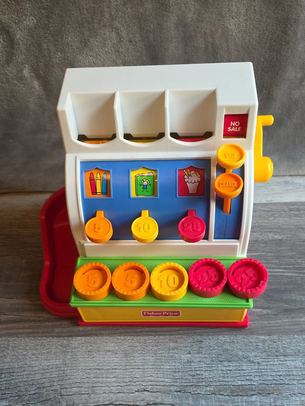 Vintage Fisher-Price Plastic Play Cash Register Toy.